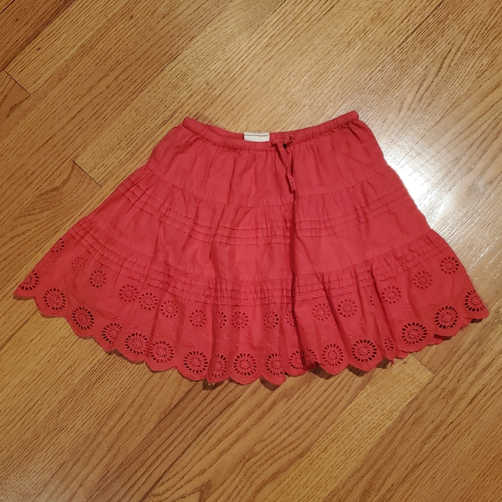 Mini Boden Coral Pink Eyelet Cotton Skirt - Picture 2 of 10
